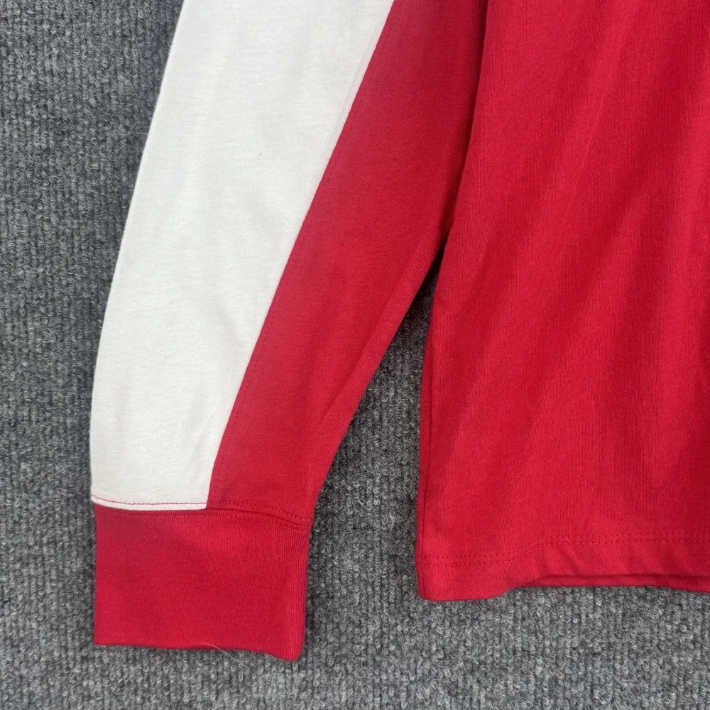 True Religion T-Shirt Mens XXL Red White Colorblock Long Sleeve Cotton Logo NWT